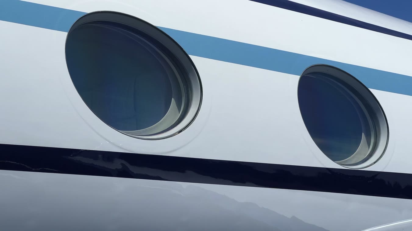 Polished business jet fuselage